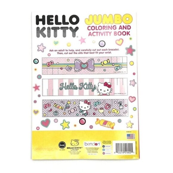 Hello Kitty Jumbo Coloring&Activity Book With Bonus Bracelet On Back - Picture 2 of 2